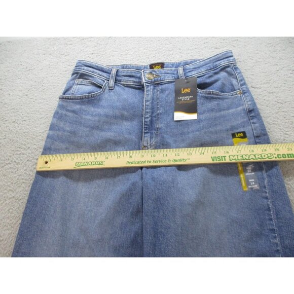 LEE Jeans Womens 14 Blue Straight Wide Leg Curvy High Rise Trouser Denim (30x32) - Picture 6 of 11